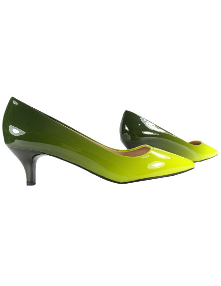 Women's low yellow green ombre stilettos - 3