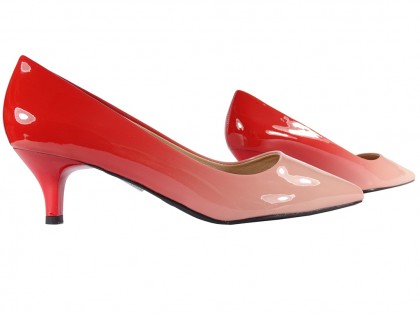Dámské nízké růžové jehlové boty s ombre podpatky - 3
