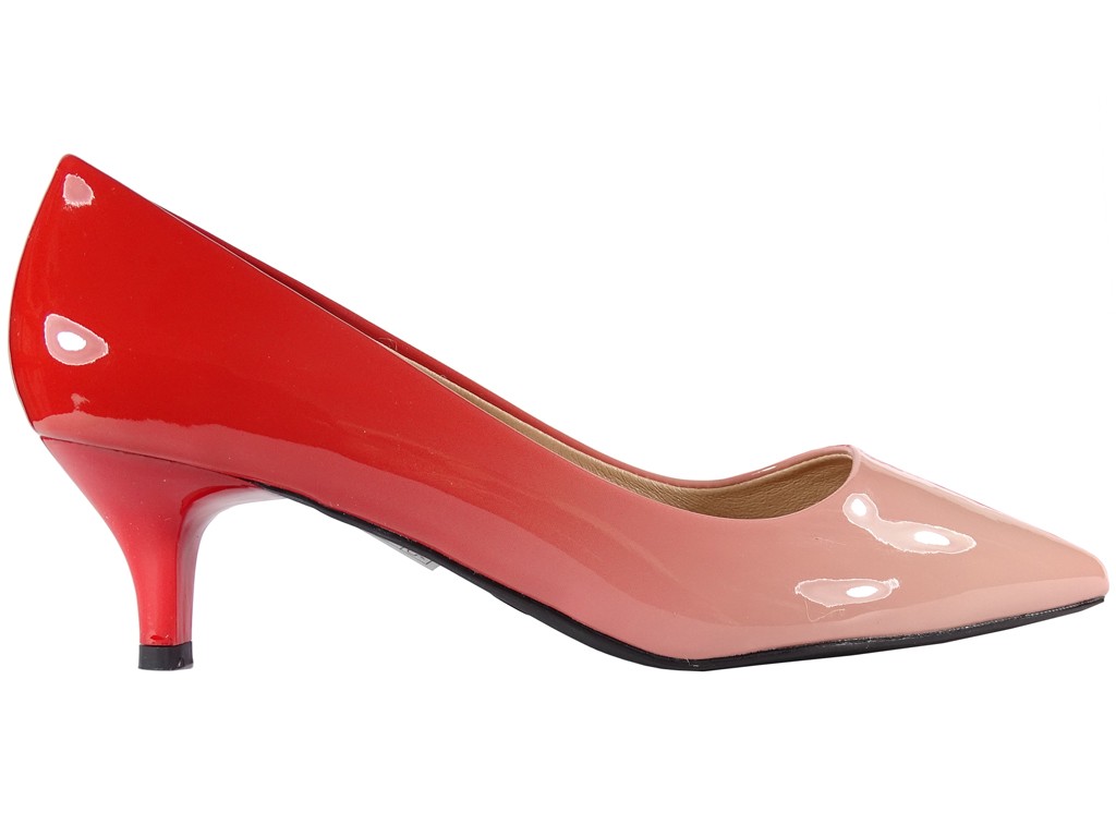 Dámské nízké růžové jehlové boty s ombre podpatky - 1