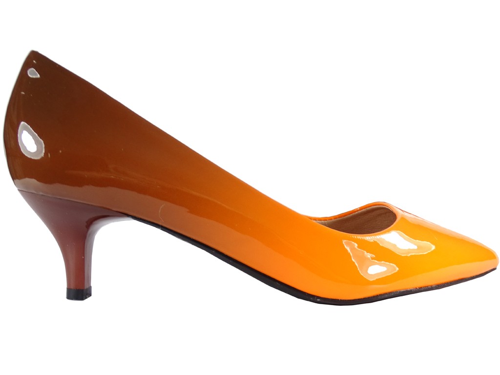 Sieviešu zemie ombre oranžās krāsas stilettes - 1