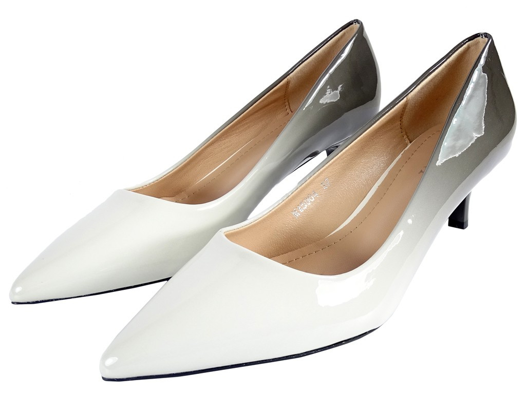 Sieviešu zemie balti un melni ombre stilettos - 3