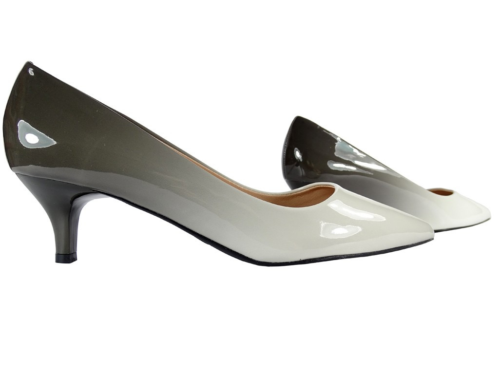 Women's low white and black ombre stilettos - 4