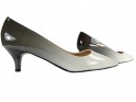 Dámské nízké bílo-černé jehlové boty s ombre efektem - 4