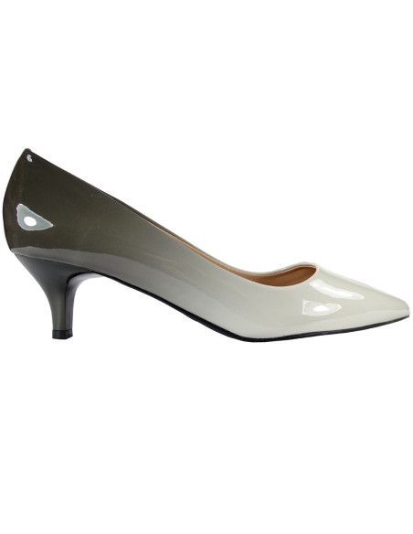 Niedrige weiße und schwarze Ombre-Stilettos für Damen - 1