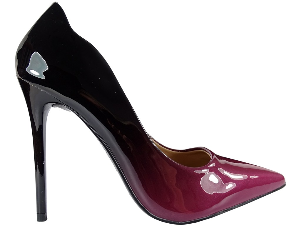 Női magas, ombre lila tűsarkú cipő - 1