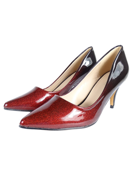 Zems sarkans melns ombre stilettos spīdums - 4