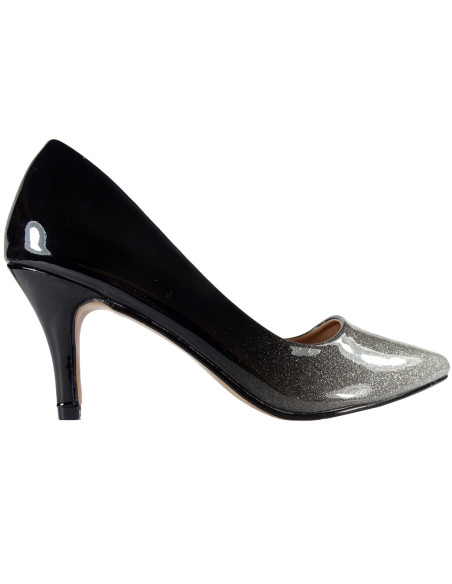 Stilettos bas argent noir ombre paillettes - 1