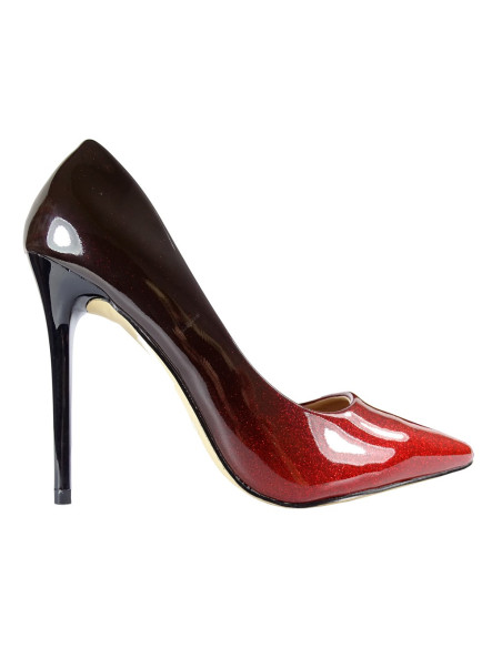 Glänzende rot-schwarze Ombre Damen-Stilettos - 1