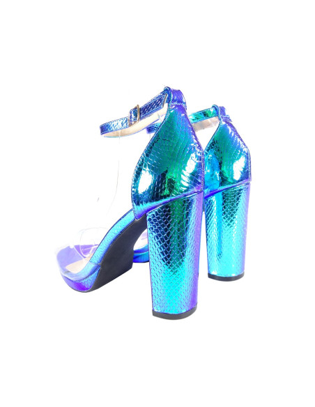 Női kék irizáló bokaszíj szandál - 2