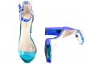 Women's blue iridescent ankle strap sandals - 5