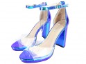 Sandale de culoare albastră iridescente cu curea pentru gleznă - 4