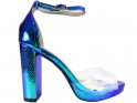 Women's blue iridescent ankle strap sandals - 1