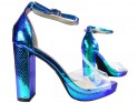 Sandale de culoare albastră iridescente cu curea pentru gleznă - 3