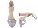 Sudraba krāsas mirdzošas sieviešu stiletto sandales - 5