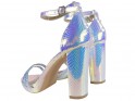 Silver iridescent women's sandals on a post - 2
