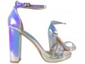 Silver iridescent women's sandals on a post - 4