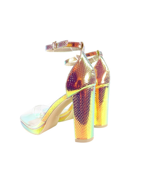 Gold schillernde Damen-Knöchelriemen-Sandalen - 2