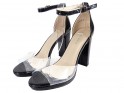 Black women's ankle strap sandals on a bar - 4