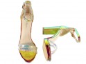 Zelta krāsas mirdzošas sieviešu stiletto sandales - 5