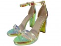 Zelta krāsas mirdzošas sieviešu stiletto sandales - 3