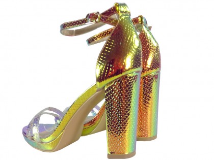 Zelta krāsas mirdzošas sieviešu stiletto sandales - 2