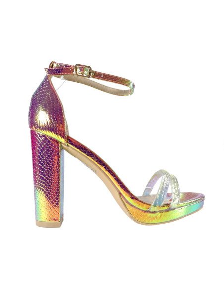 Gold schillernde Stiletto-Sandalen für Frauen - 1