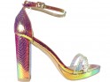 Sandale stiletto aurii iridescente pentru femei - 1