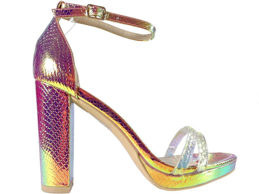 Zelta krāsas mirdzošas sieviešu stiletto sandales - 1