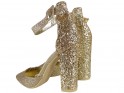 Zelta brokāta stiletto papēži ar siksniņu - 2