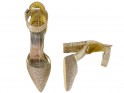 Zelta brokāta stiletto papēži ar siksniņu - 5