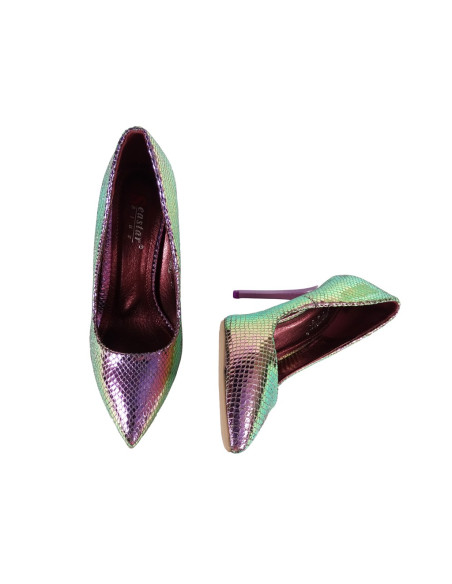 Violeti mirdzoši stiletto kurpes nāras kurpes - 5