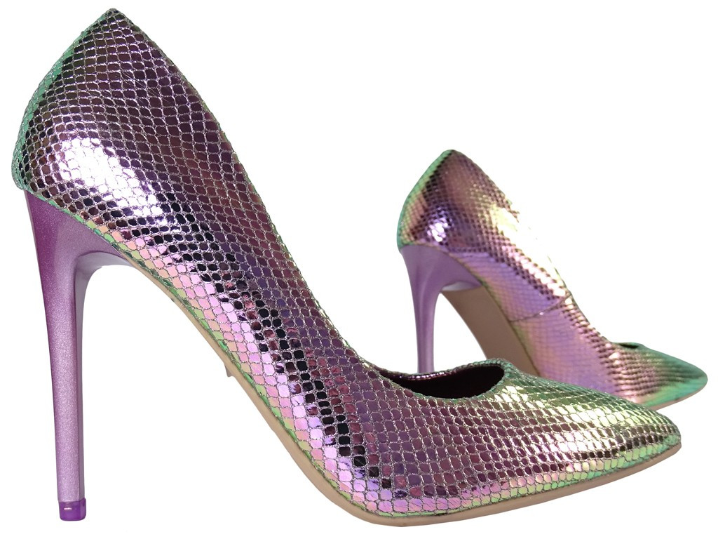Violetiniai vaivorykštiniai stiletto bateliai undinėlei - 4