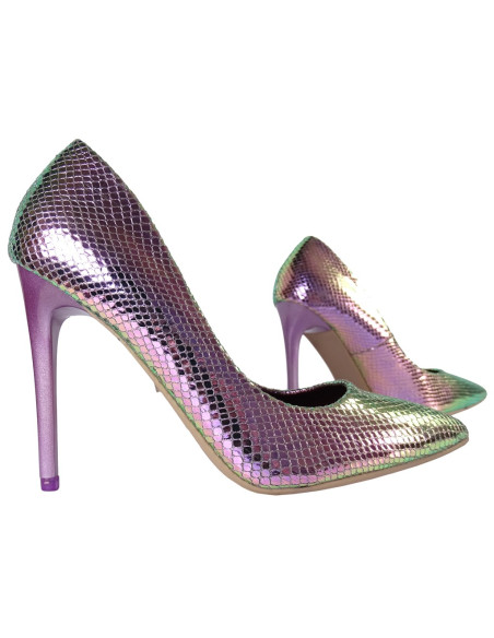 Violeti mirdzoši stiletto kurpes nāras kurpes - 4
