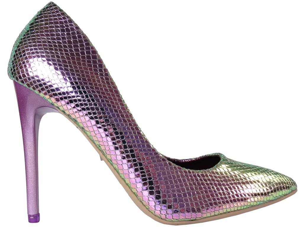 Violeti mirdzoši stiletto kurpes nāras kurpes - 1
