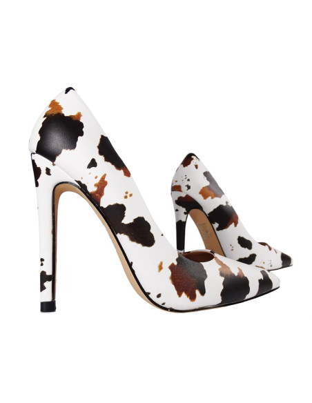 Talons hauts pour femmes, avec patchs blancs et bruns - 3