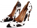 Women's high heels white and brown with black patches - 4