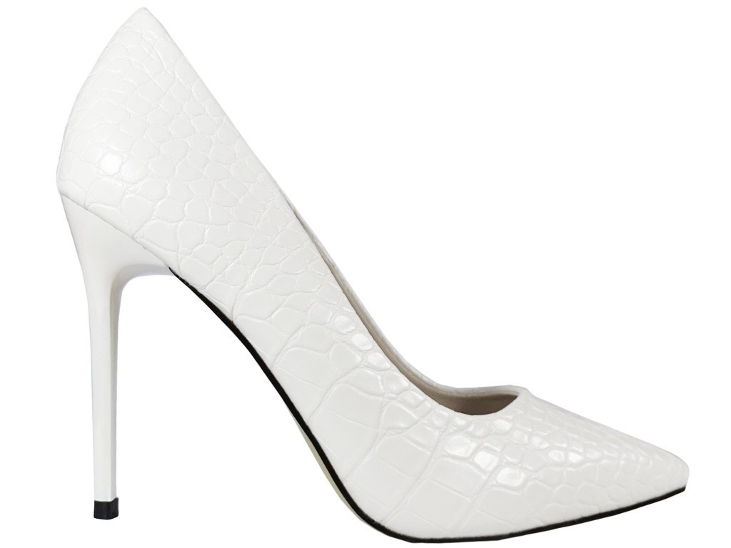 Chaussures de mariage blanches à talon aiguille eko en cuir façon serpent - 1