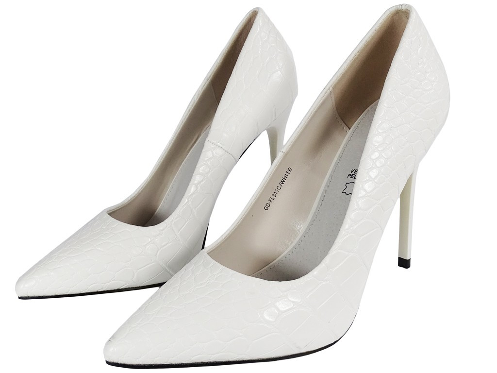 White stiletto wedding shoes eko leather like snake - 4
