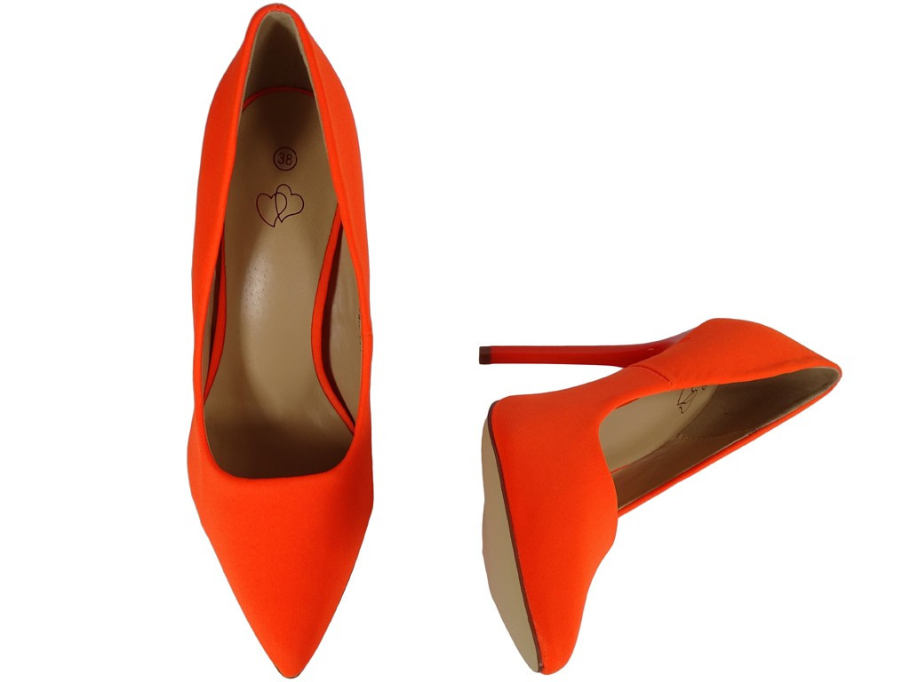 Wysokie szpilki damskie pomarańczowe orange