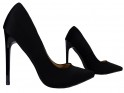 Women's high stiletto heels black with fabric - 3