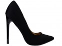 Women's high stiletto heels black with fabric - 1