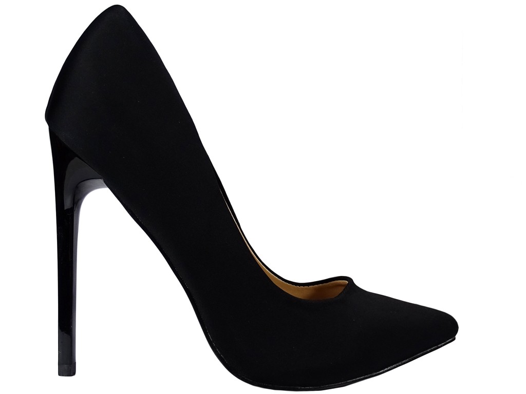 Sieviešu augstpapēžu kurpes melnā krāsā no tekstilmateriāla - 1
