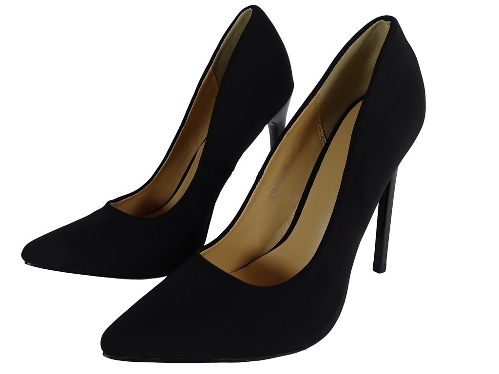 Femei tocuri înalte stiletto negre cu material textil - 4