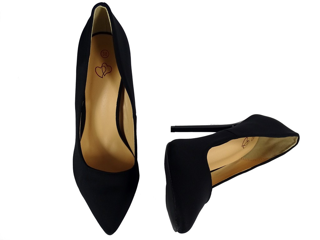 Talons aiguilles noirs pour femmes avec tissu - 5