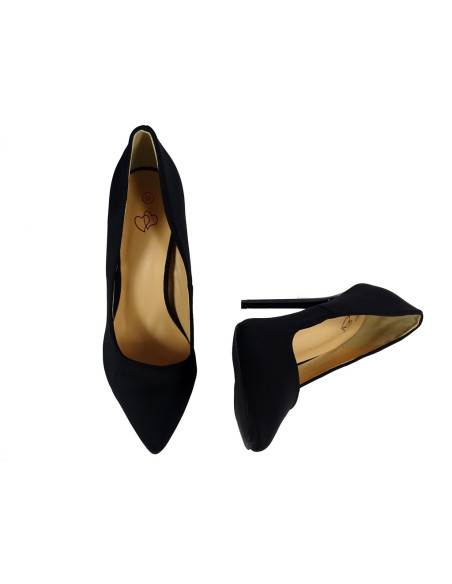 Damen hohe Stiletto-Absätze schwarz mit Stoff - 5