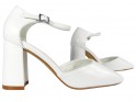 Chaussures de mariage blanches mattes avec lanière en cuir écologique - 3