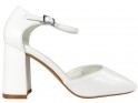 Biele matné svadobné topánky s remienkom z ekokože - 1