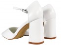 Białe matowe buty ślubne z paskiem eko skóra - 2