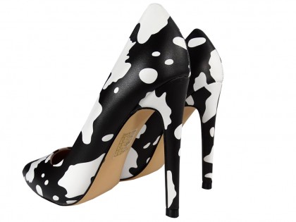 Pantofi stiletto de damă albi și negri - 2