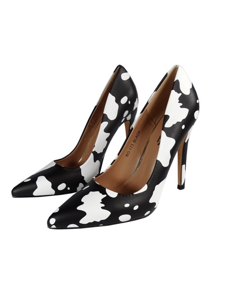 Sieviešu baltās un melnās stiletto kurpes - 4